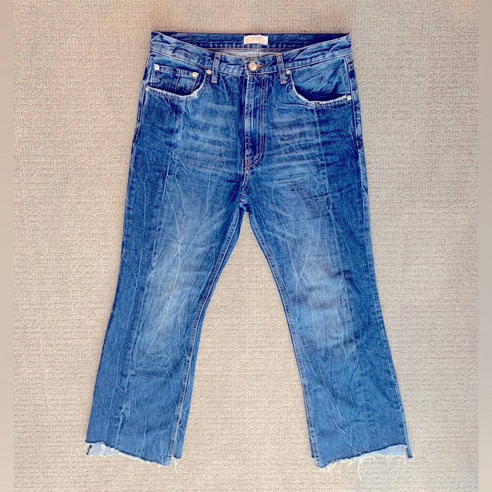 Zara High Rise Waist Crinkle Wash